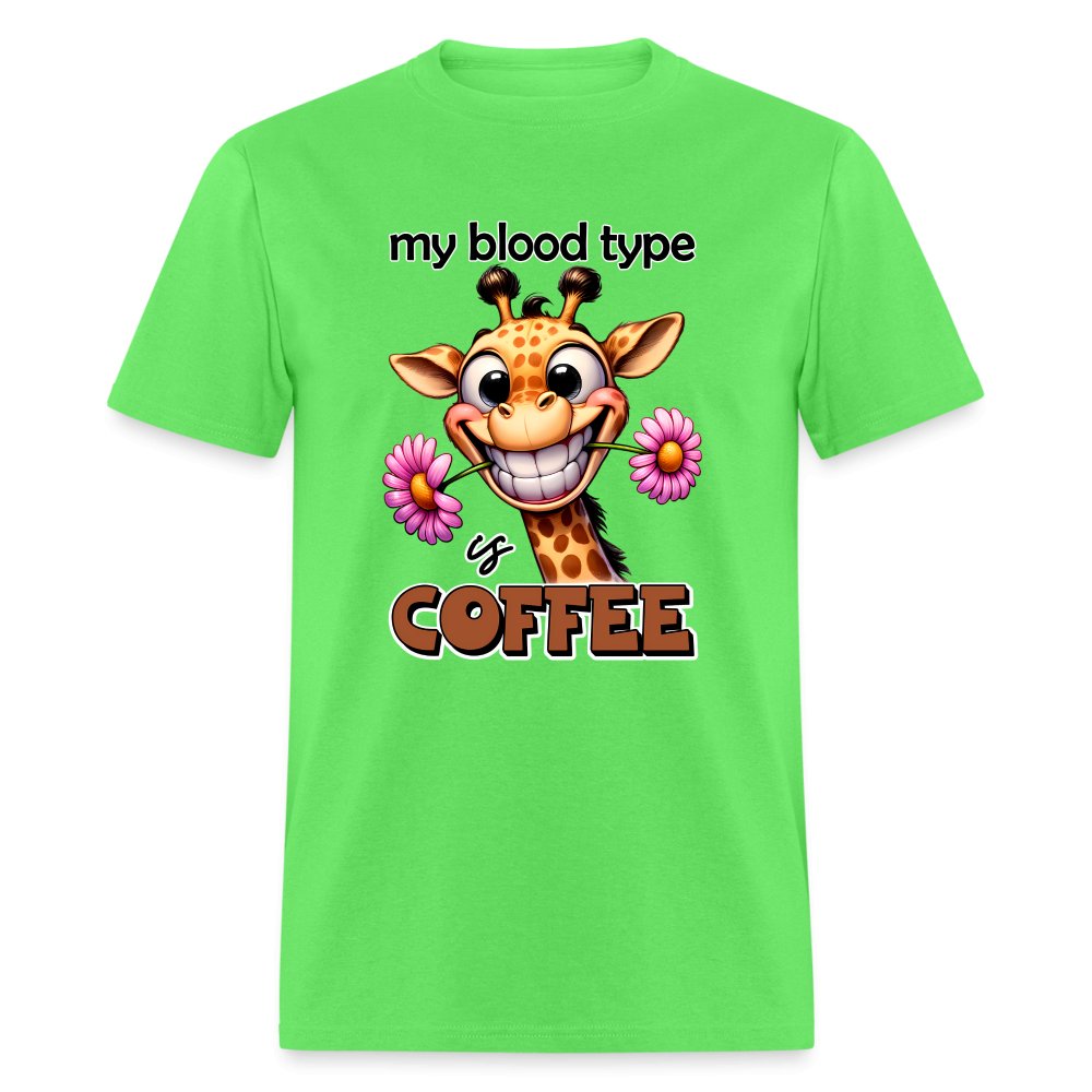 My Blood Type is Coffee T-Shirt (Cute Giraffe) - option1# - Unisex Classic T-Shirt | Fruit of the Loom 3930