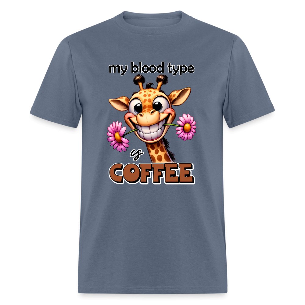 My Blood Type is Coffee T-Shirt (Cute Giraffe) - option1# - Unisex Classic T-Shirt | Fruit of the Loom 3930