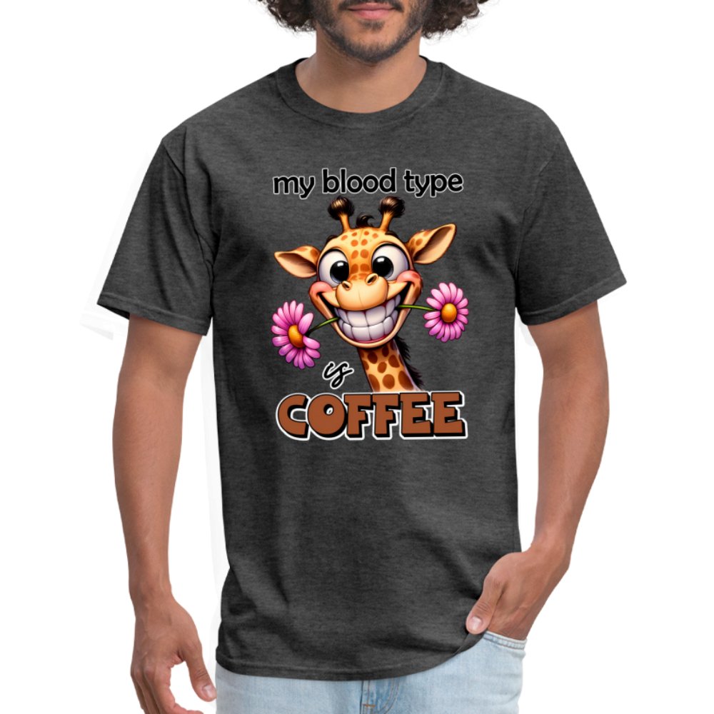 My Blood Type is Coffee T-Shirt (Cute Giraffe) - option1# - Unisex Classic T-Shirt | Fruit of the Loom 3930