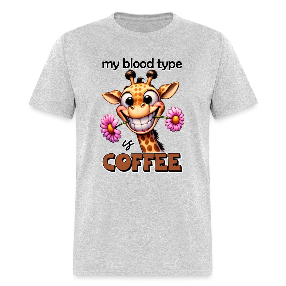 My Blood Type is Coffee T-Shirt (Cute Giraffe) - option1# - Unisex Classic T-Shirt | Fruit of the Loom 3930