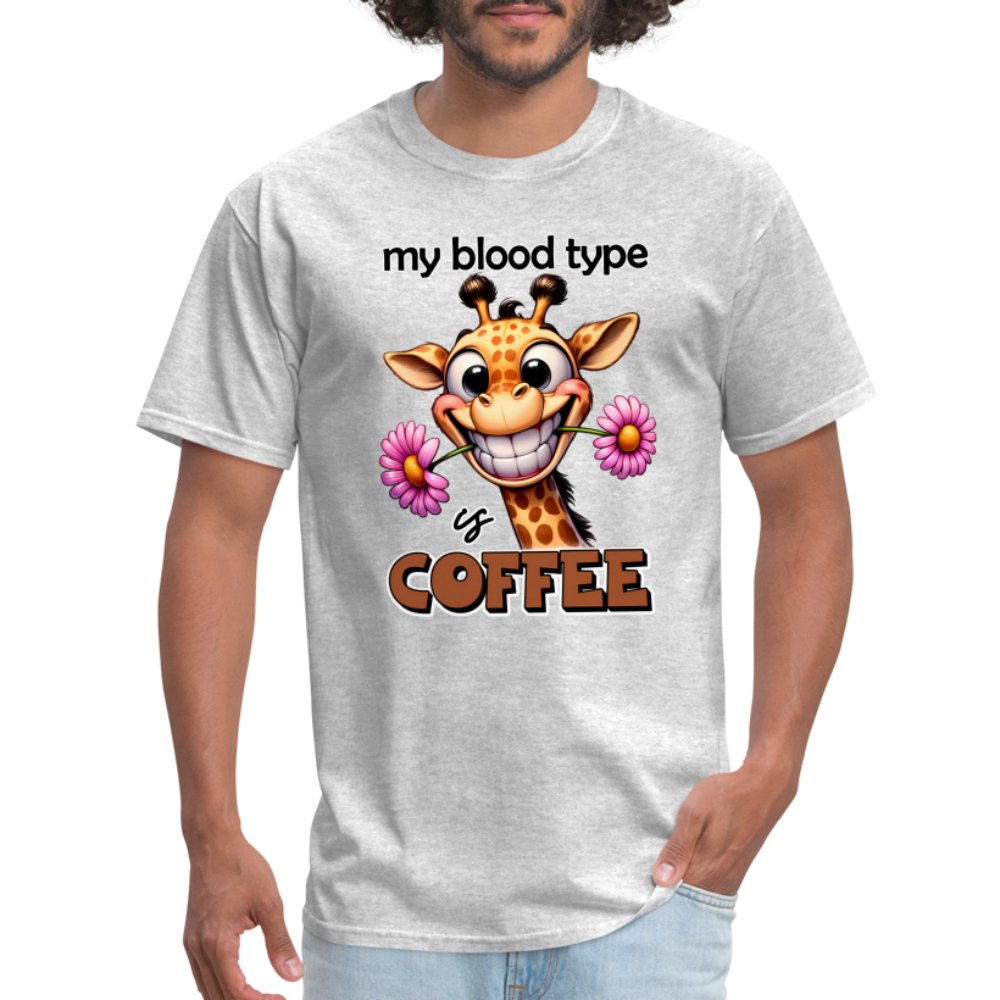 My Blood Type is Coffee T-Shirt (Cute Giraffe) - option1# - Unisex Classic T-Shirt | Fruit of the Loom 3930