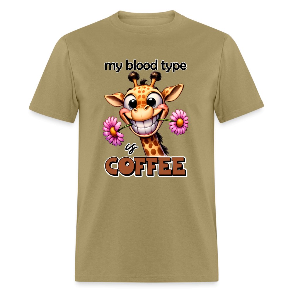 My Blood Type is Coffee T-Shirt (Cute Giraffe) - option1# - Unisex Classic T-Shirt | Fruit of the Loom 3930