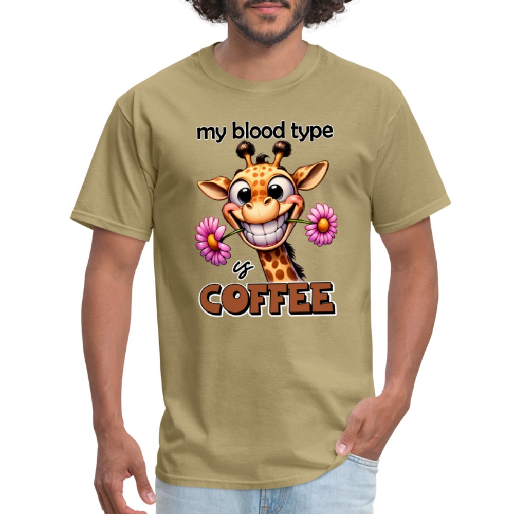 My Blood Type is Coffee T-Shirt (Cute Giraffe) - option1# - Unisex Classic T-Shirt | Fruit of the Loom 3930