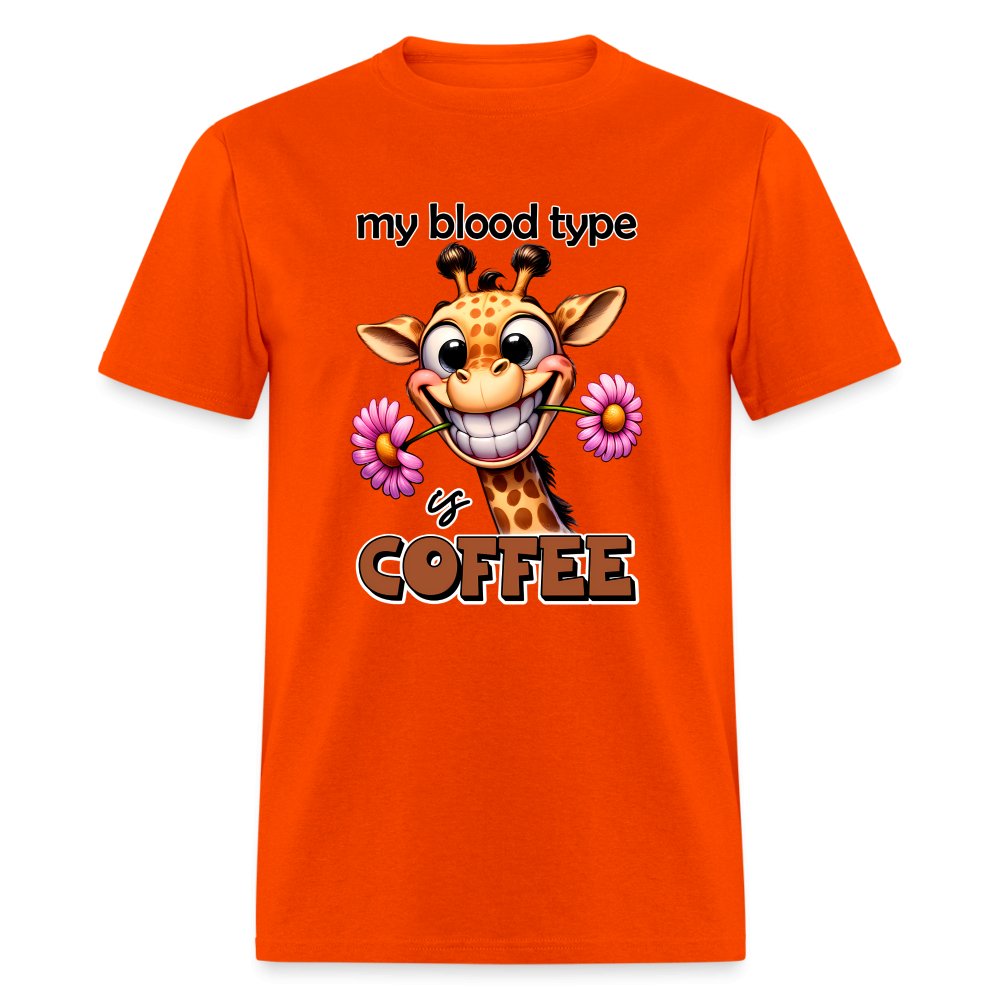 My Blood Type is Coffee T-Shirt (Cute Giraffe) - option1# - Unisex Classic T-Shirt | Fruit of the Loom 3930