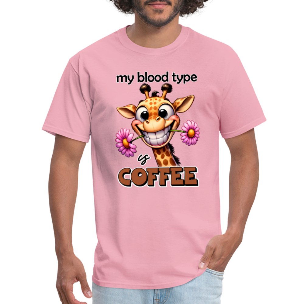 My Blood Type is Coffee T-Shirt (Cute Giraffe) - option1# - Unisex Classic T-Shirt | Fruit of the Loom 3930