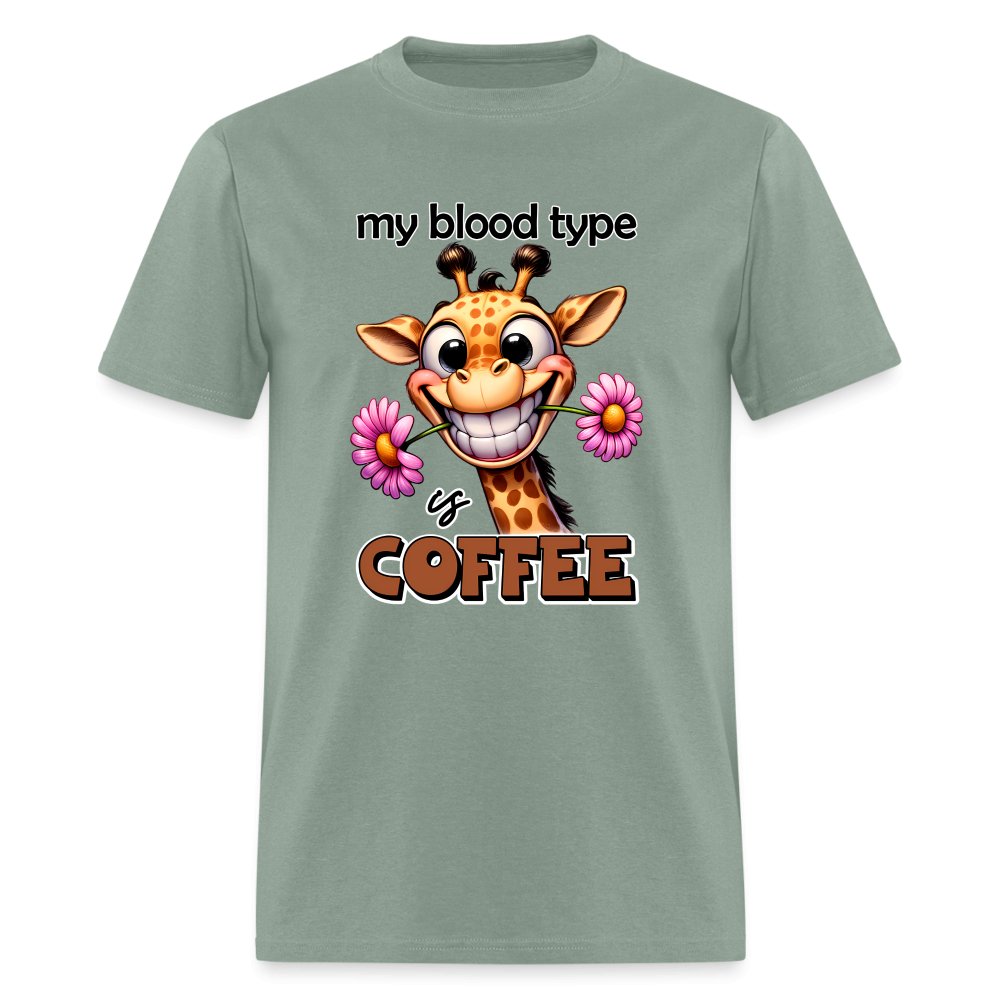 My Blood Type is Coffee T-Shirt (Cute Giraffe) - option1# - Unisex Classic T-Shirt | Fruit of the Loom 3930