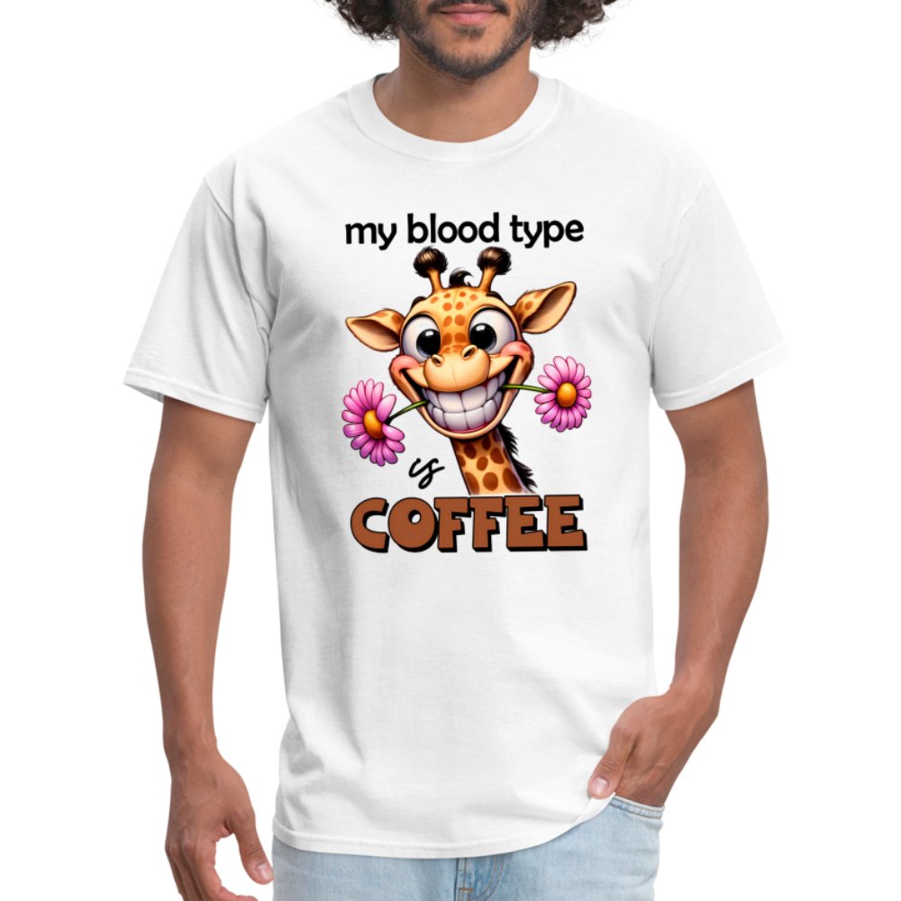 My Blood Type is Coffee T-Shirt (Cute Giraffe) - option1# - Unisex Classic T-Shirt | Fruit of the Loom 3930