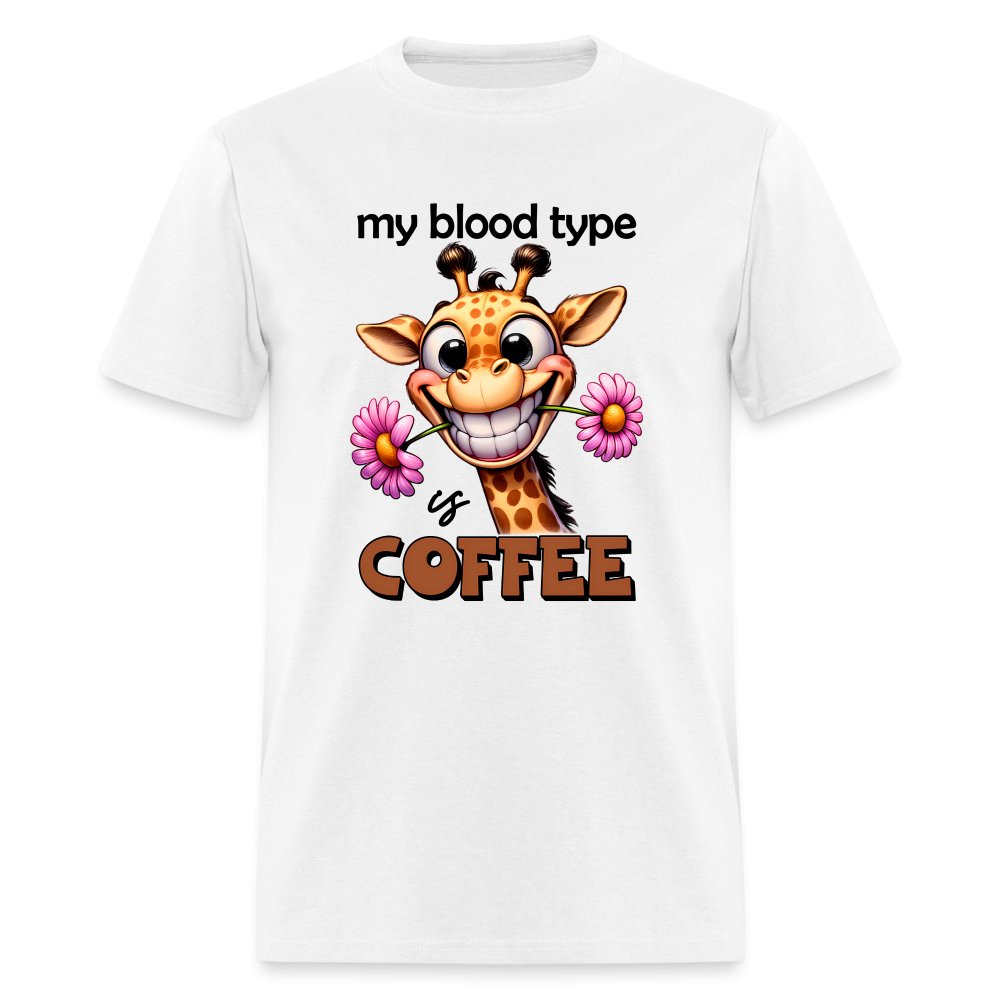 My Blood Type is Coffee T-Shirt (Cute Giraffe) - option1# - Unisex Classic T-Shirt | Fruit of the Loom 3930