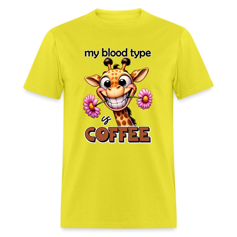 My Blood Type is Coffee T-Shirt (Cute Giraffe) - option1# - Unisex Classic T-Shirt | Fruit of the Loom 3930