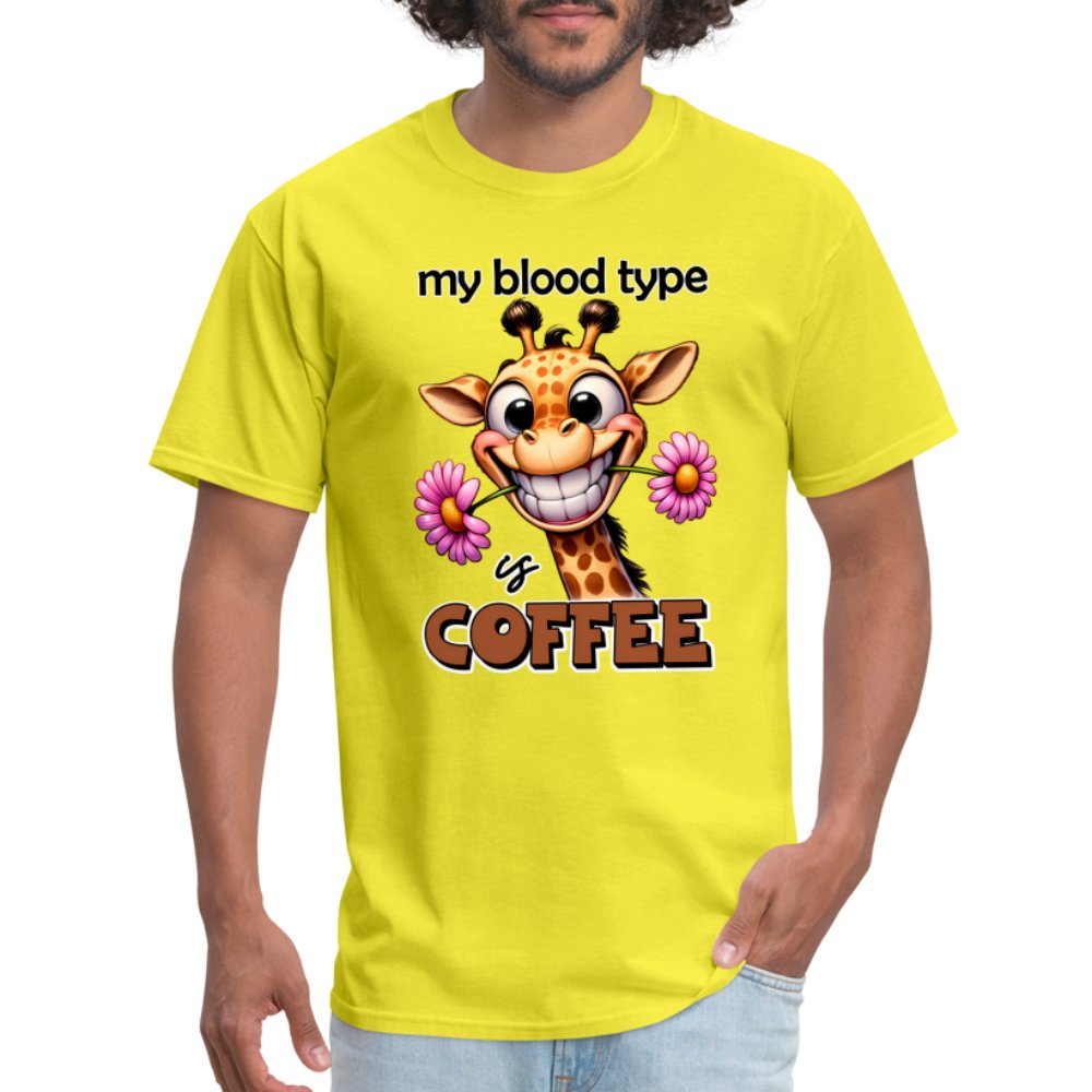 My Blood Type is Coffee T-Shirt (Cute Giraffe) - option1# - Unisex Classic T-Shirt | Fruit of the Loom 3930