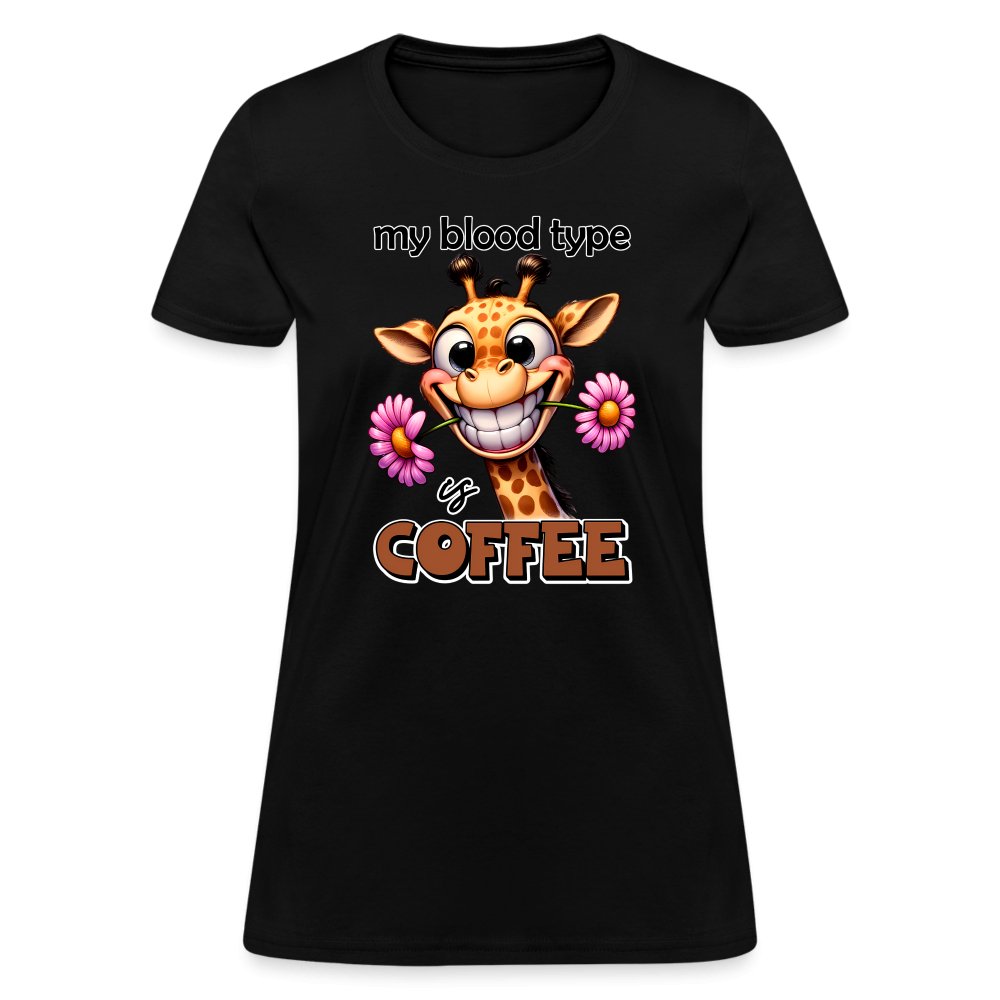 My Blood Type is Coffee Women's Contoured T-Shirt (Cute Giraffe) - option1# - Women's T-Shirt | Fruit of the Loom L3930R