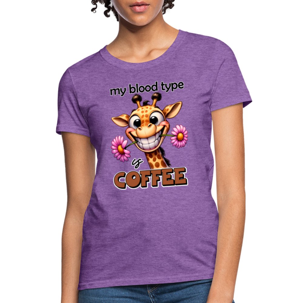 My Blood Type is Coffee Women's Contoured T-Shirt (Cute Giraffe) - option1# - Women's T-Shirt | Fruit of the Loom L3930R