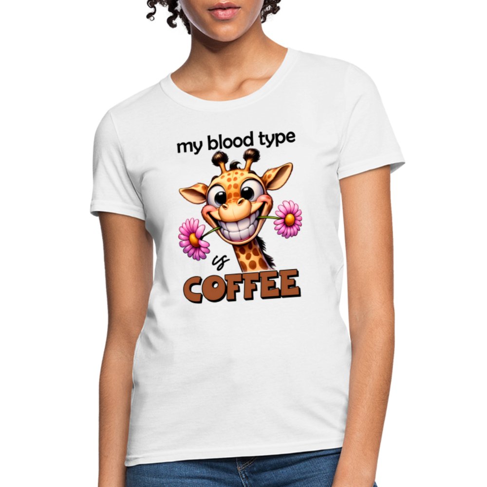 My Blood Type is Coffee Women's Contoured T-Shirt (Cute Giraffe) - option1# - Women's T-Shirt | Fruit of the Loom L3930R