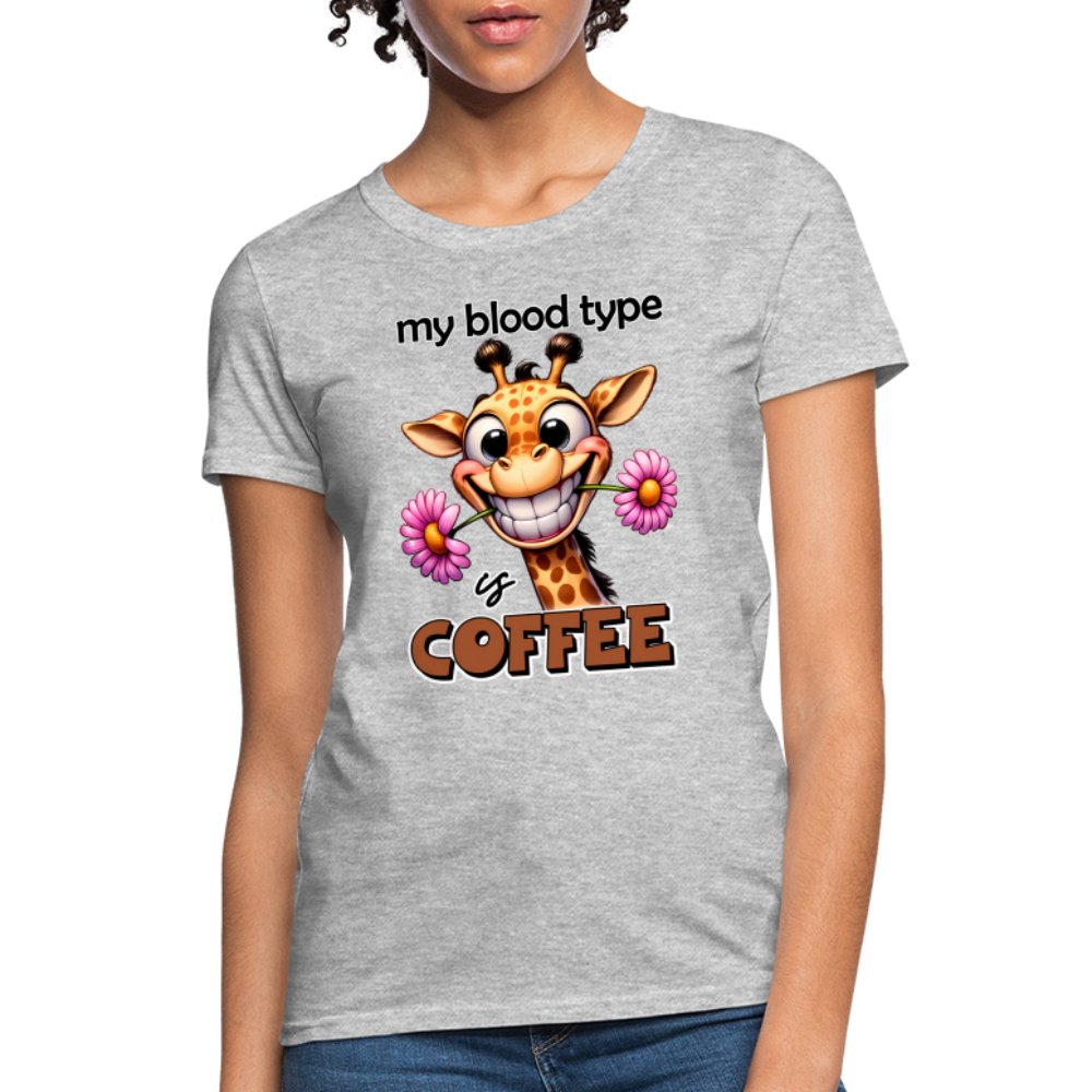 My Blood Type is Coffee Women's Contoured T-Shirt (Cute Giraffe) - option1# - Women's T-Shirt | Fruit of the Loom L3930R