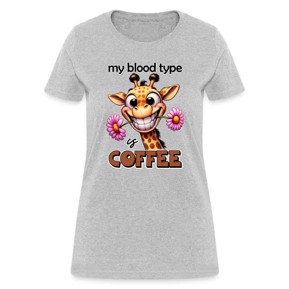 My Blood Type is Coffee Women's Contoured T-Shirt (Cute Giraffe) - option1# - Women's T-Shirt | Fruit of the Loom L3930R