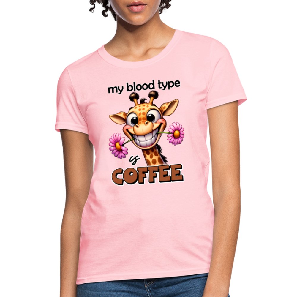 My Blood Type is Coffee Women's Contoured T-Shirt (Cute Giraffe) - option1# - Women's T-Shirt | Fruit of the Loom L3930R