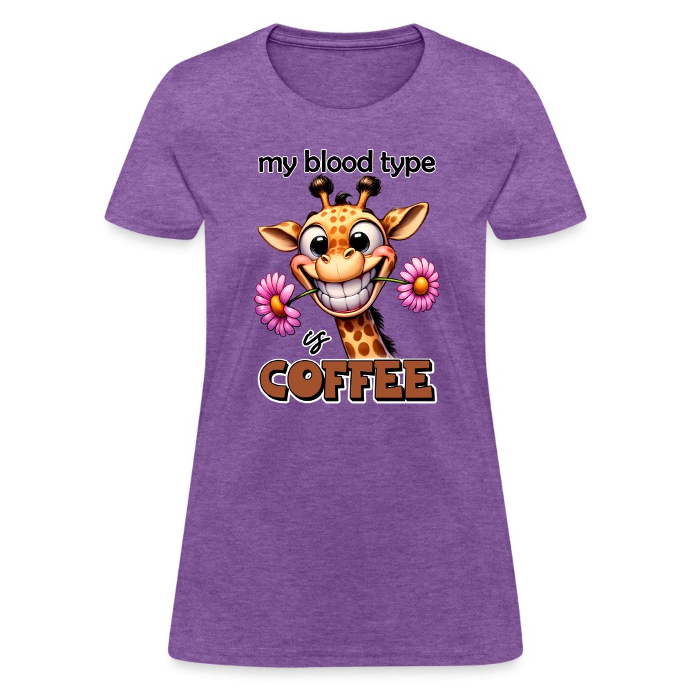 My Blood Type is Coffee Women's Contoured T-Shirt (Cute Giraffe) - option1# - Women's T-Shirt | Fruit of the Loom L3930R