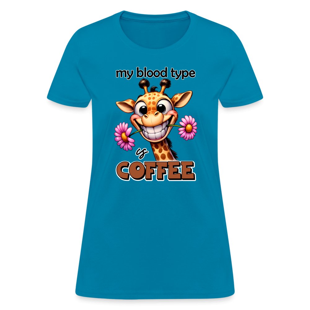 My Blood Type is Coffee Women's Contoured T-Shirt (Cute Giraffe) - option1# - Women's T-Shirt | Fruit of the Loom L3930R