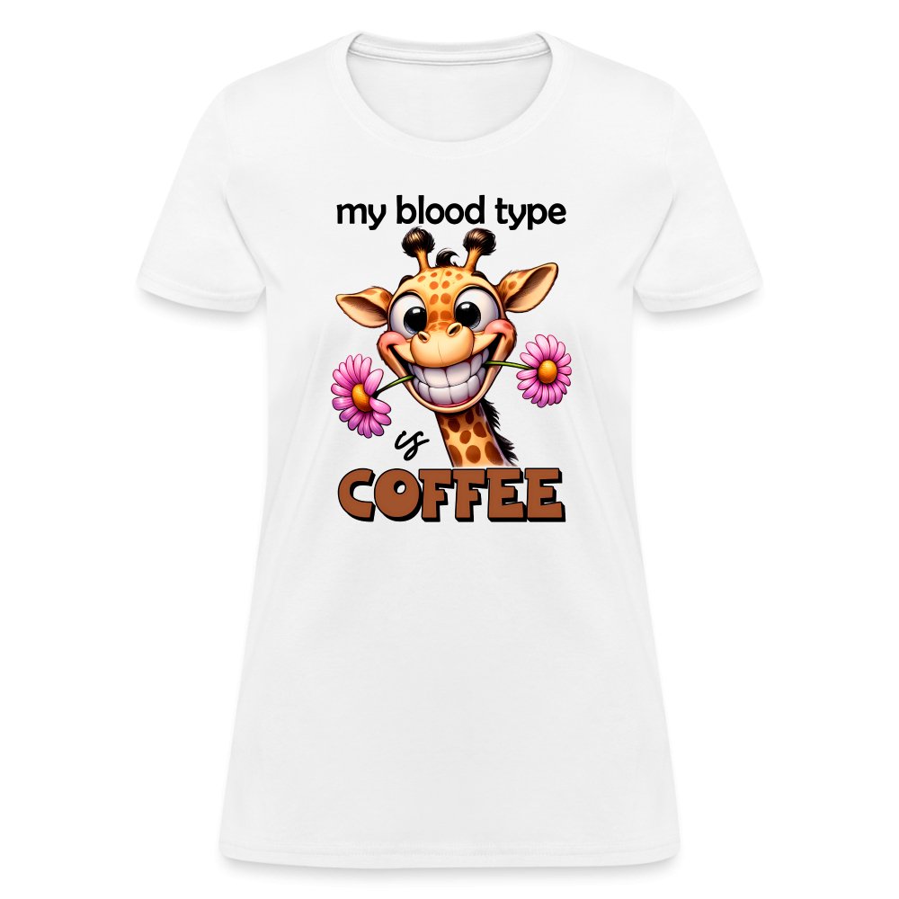 My Blood Type is Coffee Women's Contoured T-Shirt (Cute Giraffe) - option1# - Women's T-Shirt | Fruit of the Loom L3930R