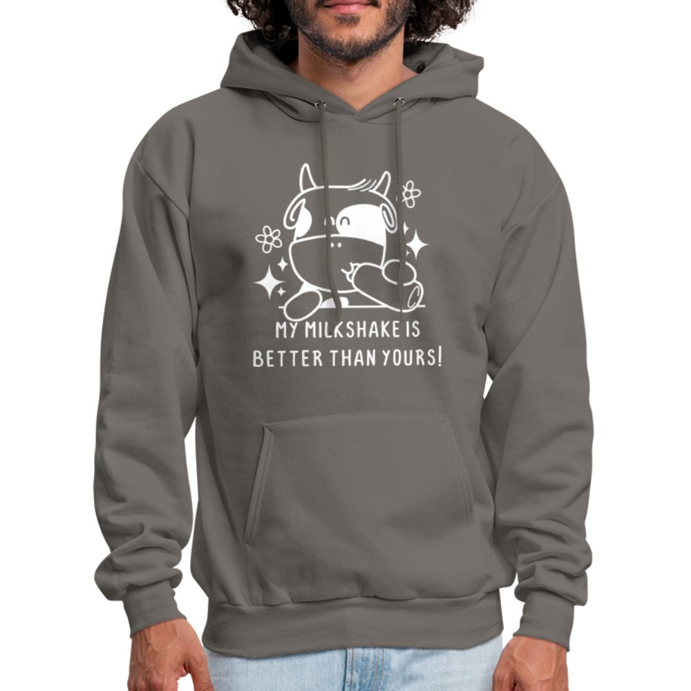 My Milkshake is Better Than Yours Hoodie (Funny Cow) - asphalt gray