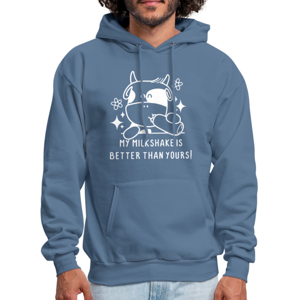 My Milkshake is Better Than Yours Hoodie (Funny Cow) - denim blue