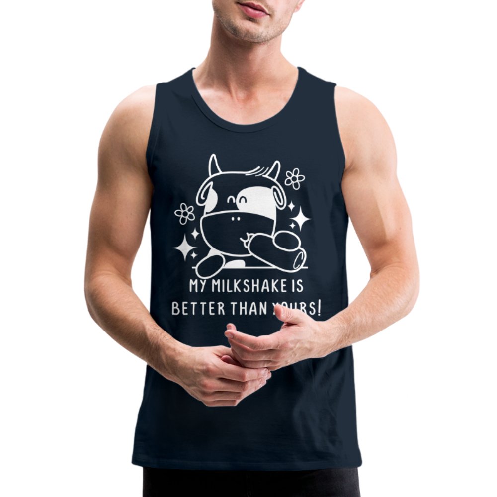 My Milkshake is Better Than Yours Men’s Premium Tank Top (Funny Cow) - black