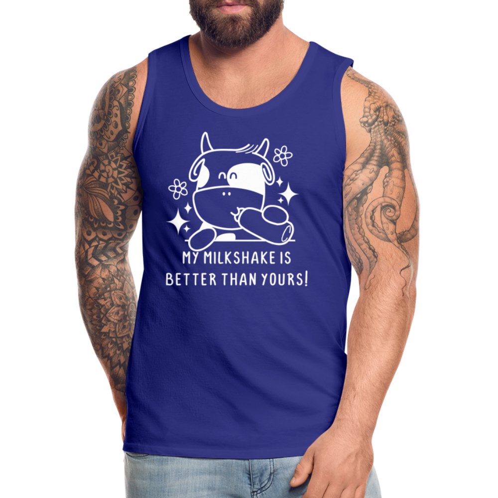 My Milkshake is Better Than Yours Men’s Premium Tank Top (Funny Cow) - deep navy