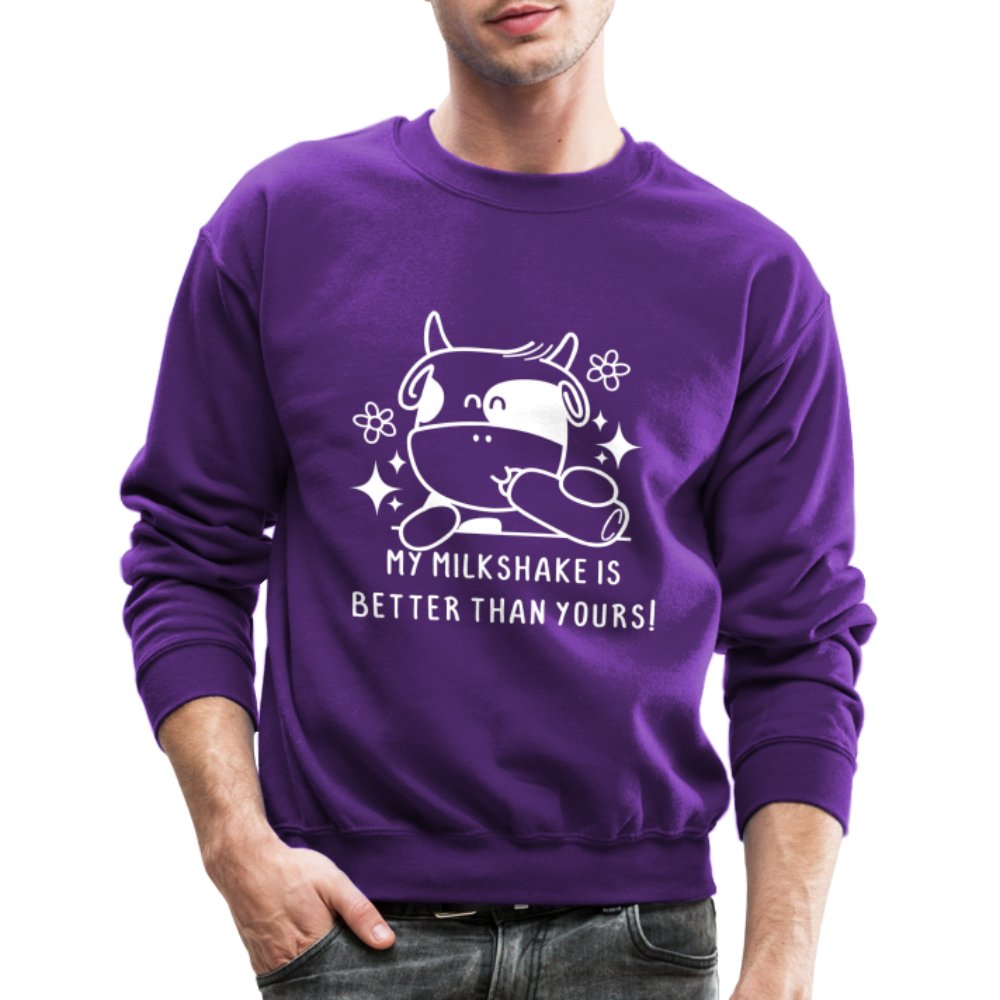 My Milkshake is Better Than Yours Sweatshirt (Funny Cow) - purple