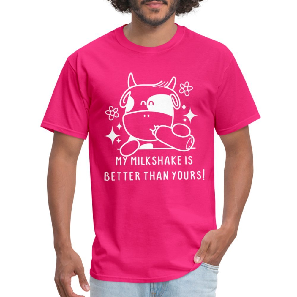 My Milkshake is Better Than Yours T-Shirt (Funny Cow) - fuchsia