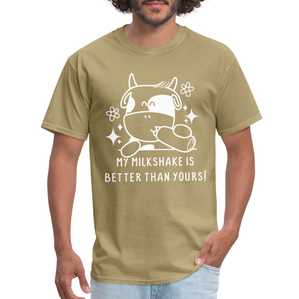 My Milkshake is Better Than Yours T-Shirt (Funny Cow) - khaki