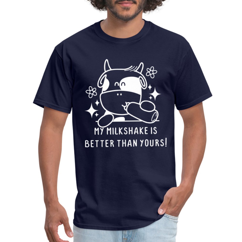 My Milkshake is Better Than Yours T-Shirt (Funny Cow) - navy