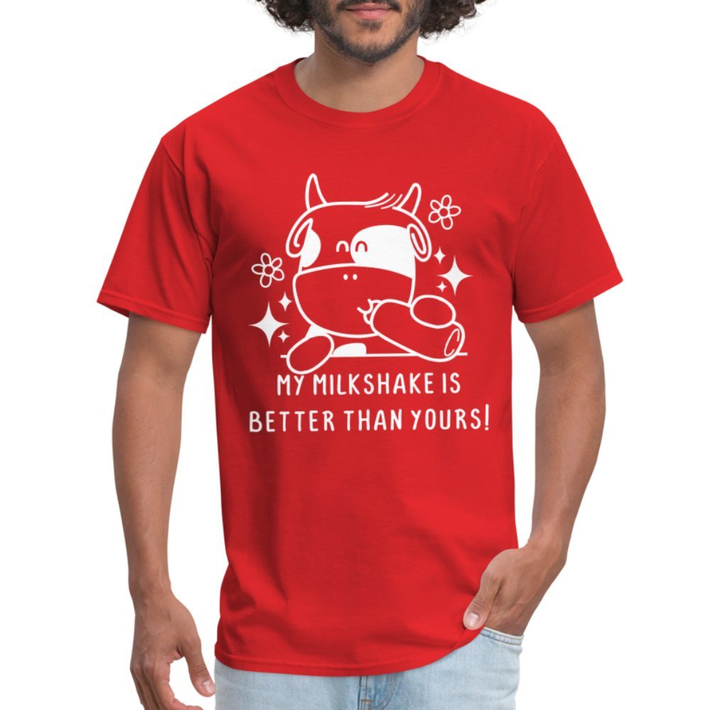 My Milkshake is Better Than Yours T-Shirt (Funny Cow) - red