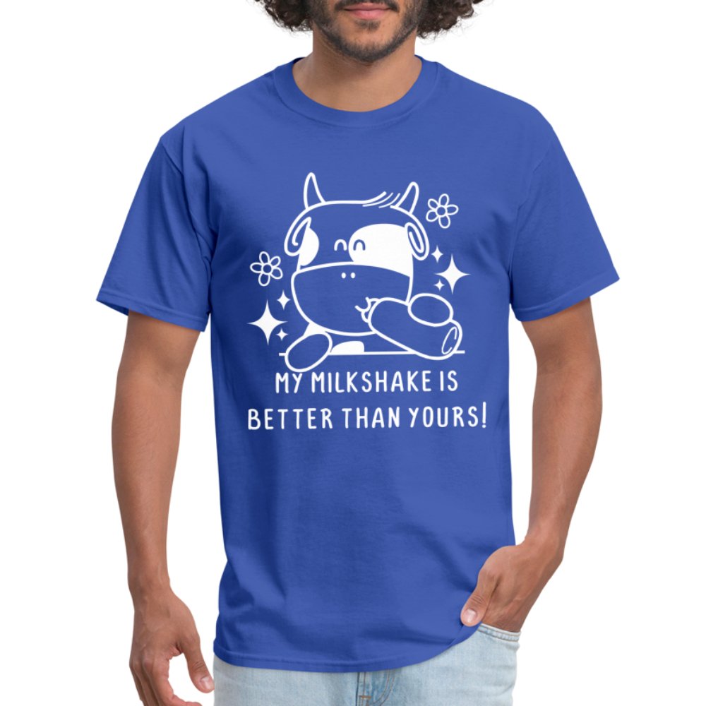 My Milkshake is Better Than Yours T-Shirt (Funny Cow) - royal blue