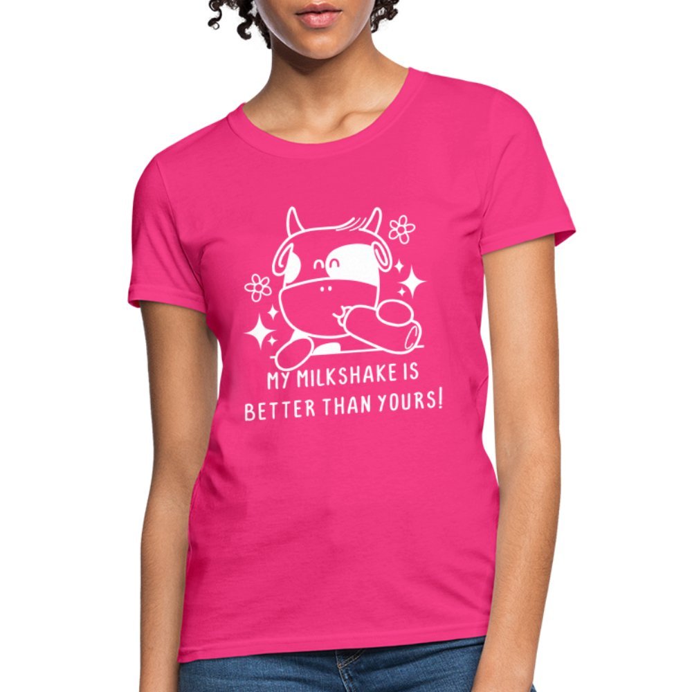 My Milkshake is Better Than Yours Women's Contoured T-Shirt (Funny Cow) - heather black