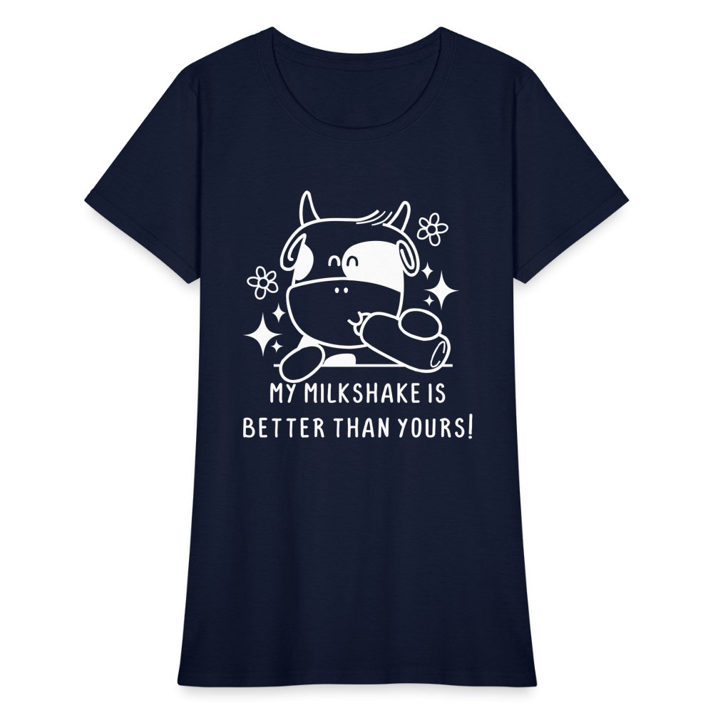 My Milkshake is Better Than Yours Women's Contoured T-Shirt (Funny Cow) - heather black