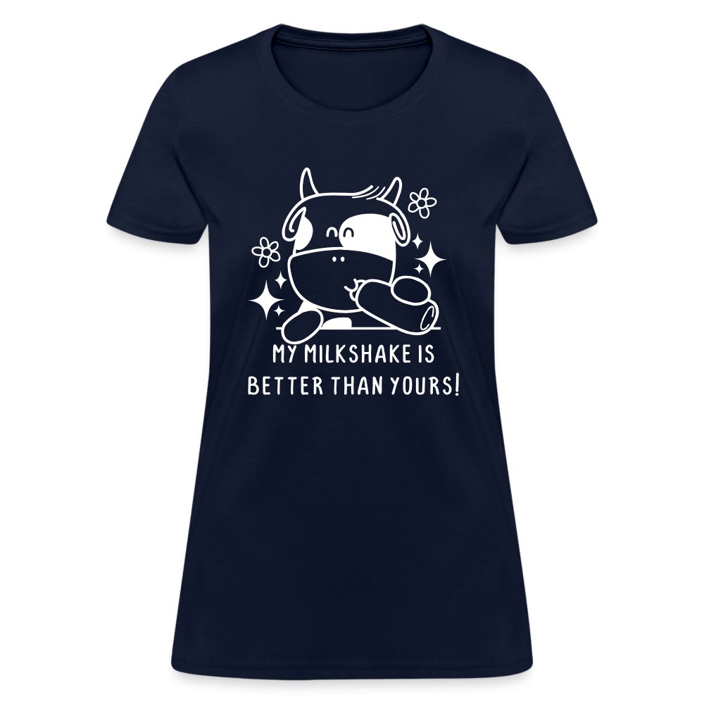 My Milkshake is Better Than Yours Women's Contoured T-Shirt (Funny Cow) - heather black