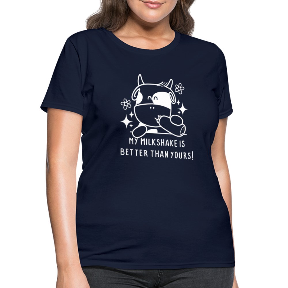 My Milkshake is Better Than Yours Women's Contoured T-Shirt (Funny Cow) - heather black