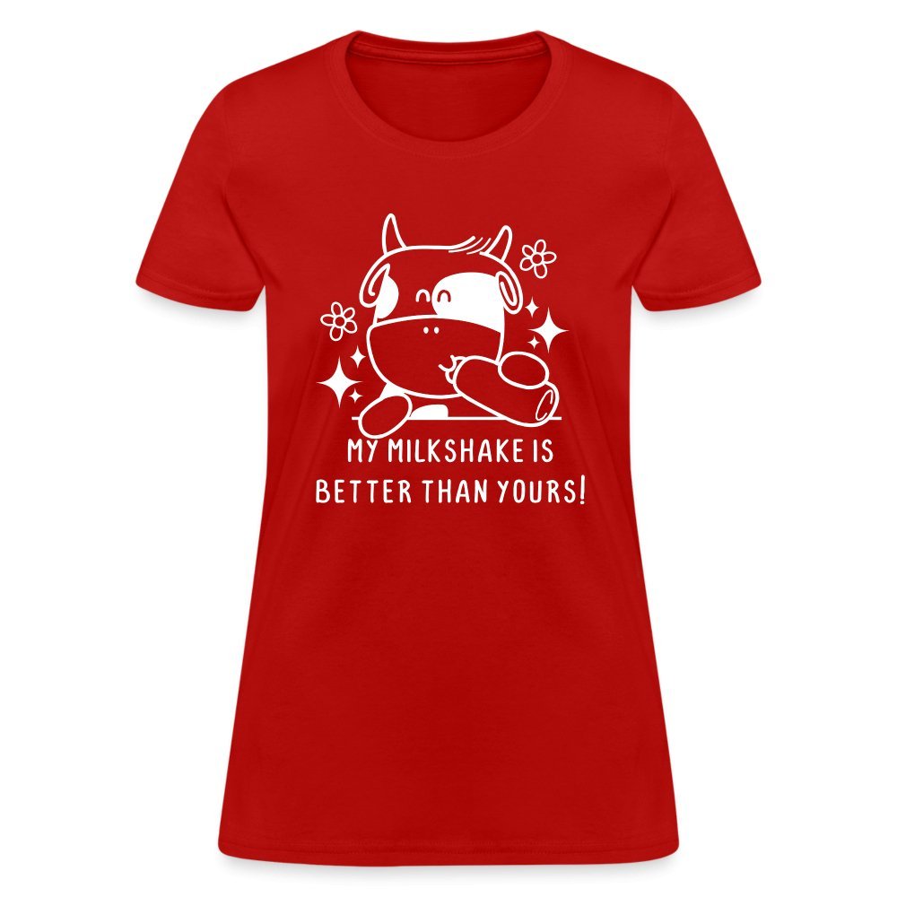 My Milkshake is Better Than Yours Women's Contoured T-Shirt (Funny Cow) - heather coral