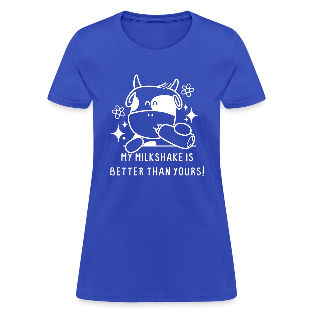 My Milkshake is Better Than Yours Women's Contoured T-Shirt (Funny Cow) - royal blue