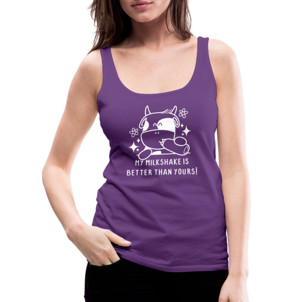 My Milkshake is Better Than Yours Women’s Premium Tank Top (Funny Cow) - black