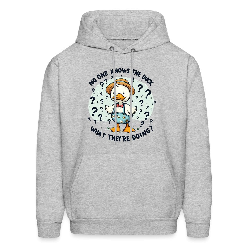 No One Knows The Duck What They're Doing Hoodie (Confused Duck) - heather gray