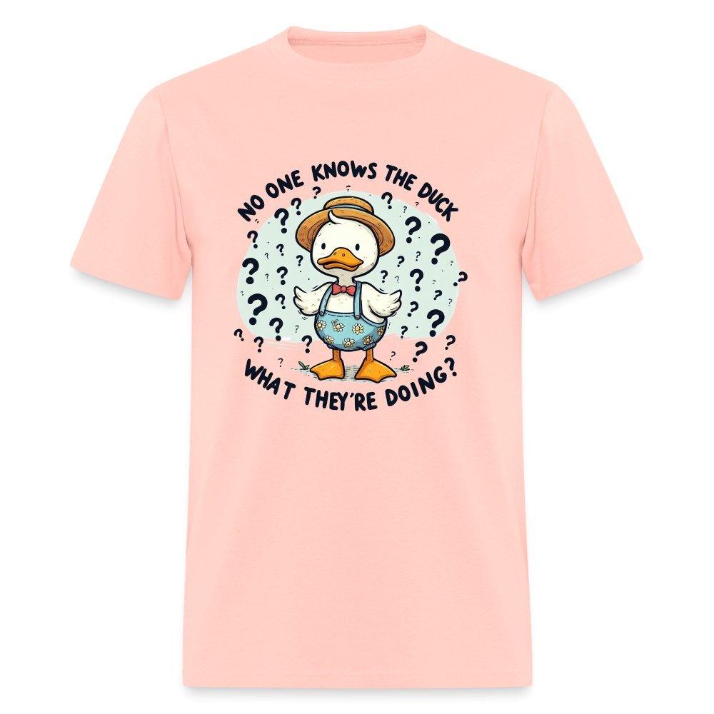 No One Knows The Duck What They're Doing T-Shirt (Confused Duck) - blush pink