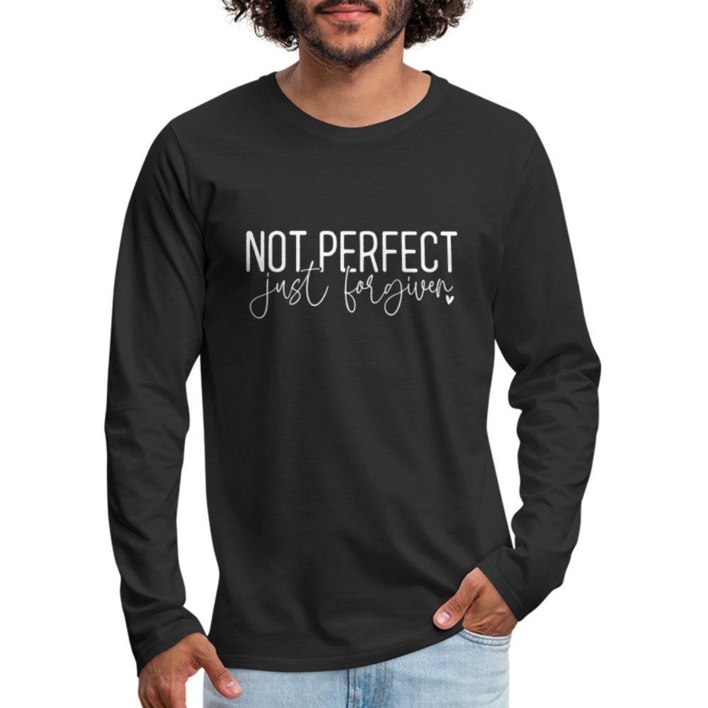 Not Perfect Just Forgiven Men's Premium Long Sleeve T-Shirt - option1# - Men's Premium Long Sleeve T-Shirt | Spreadshirt 875