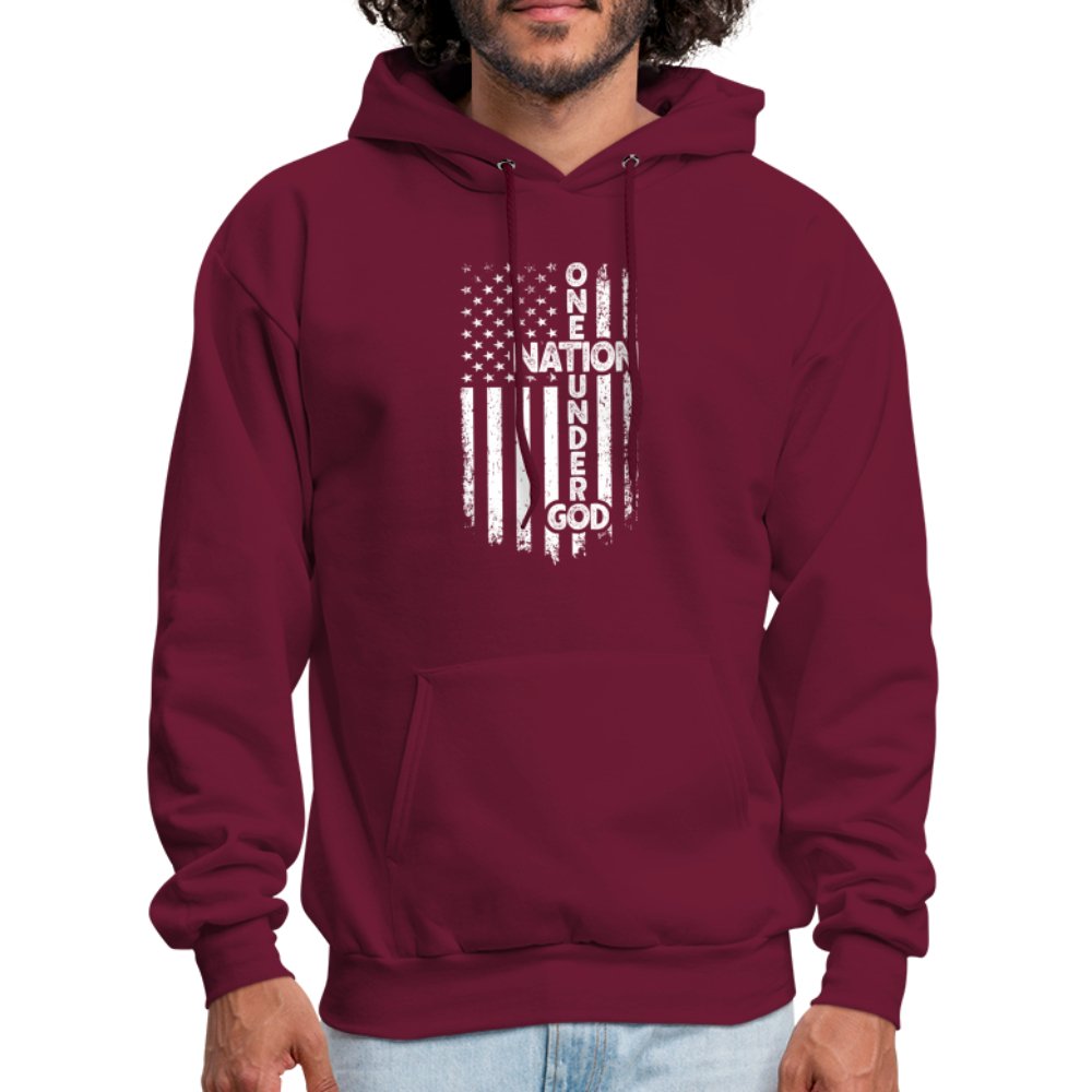 One Nation Under God Hoodie - burgundy