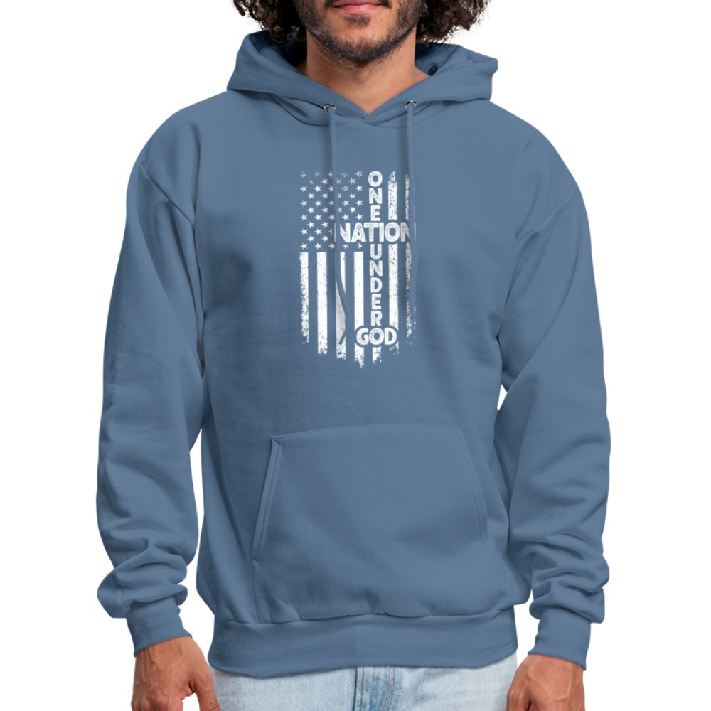 One Nation Under God Hoodie - denim blue