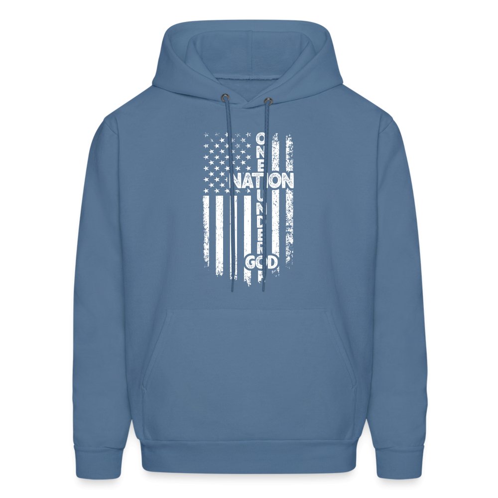 One Nation Under God Hoodie - denim blue