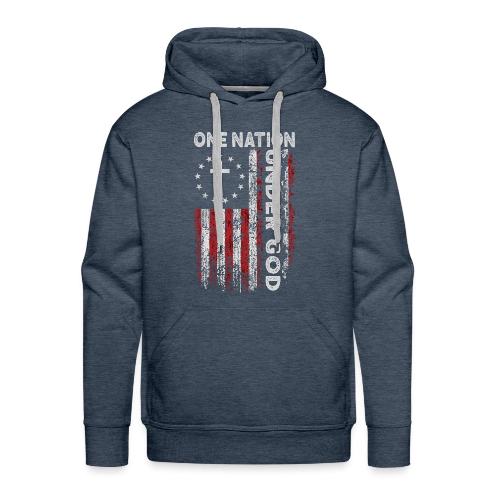 One Nation Under God Men’s Premium Hoodie - heather denim