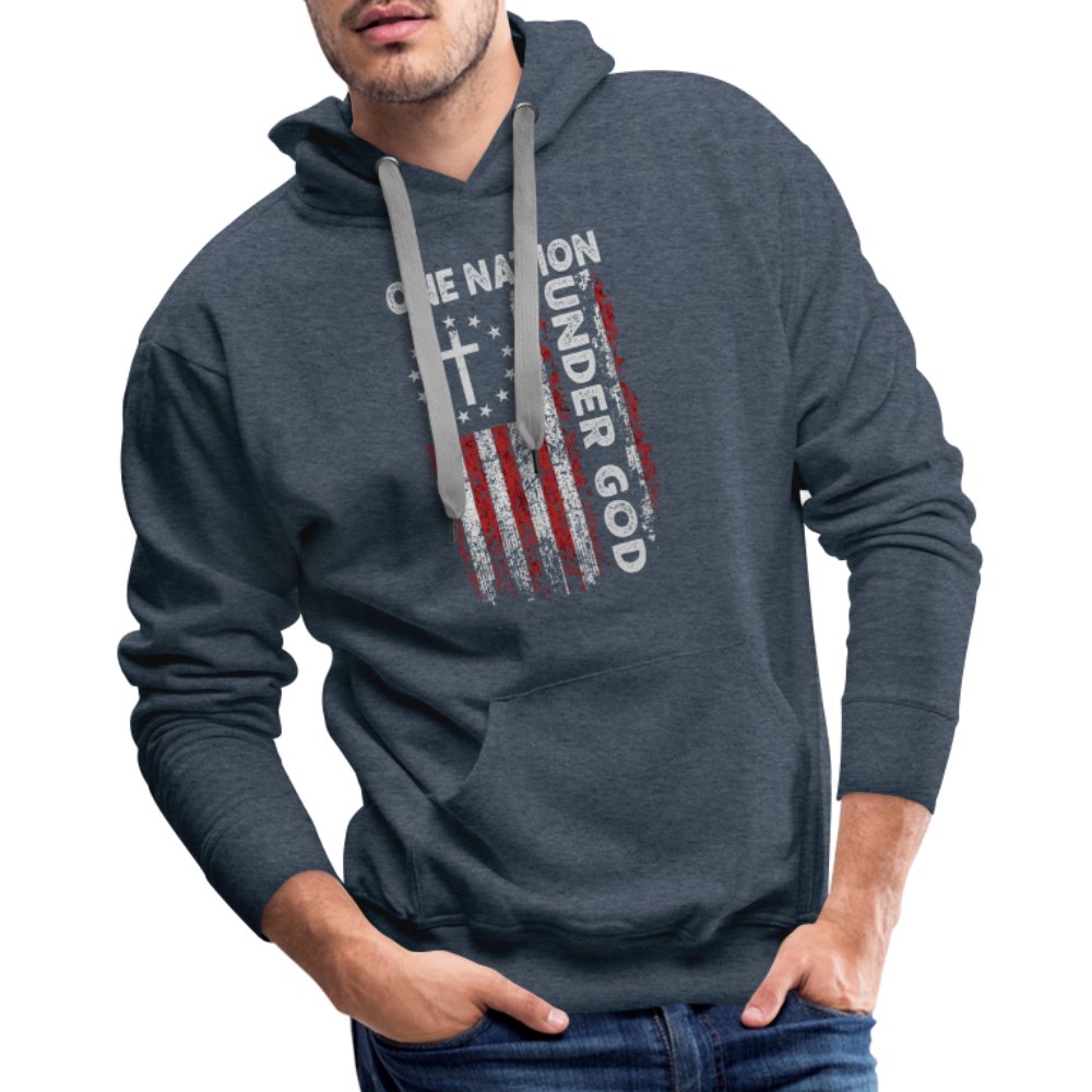 One Nation Under God Men’s Premium Hoodie - heather denim