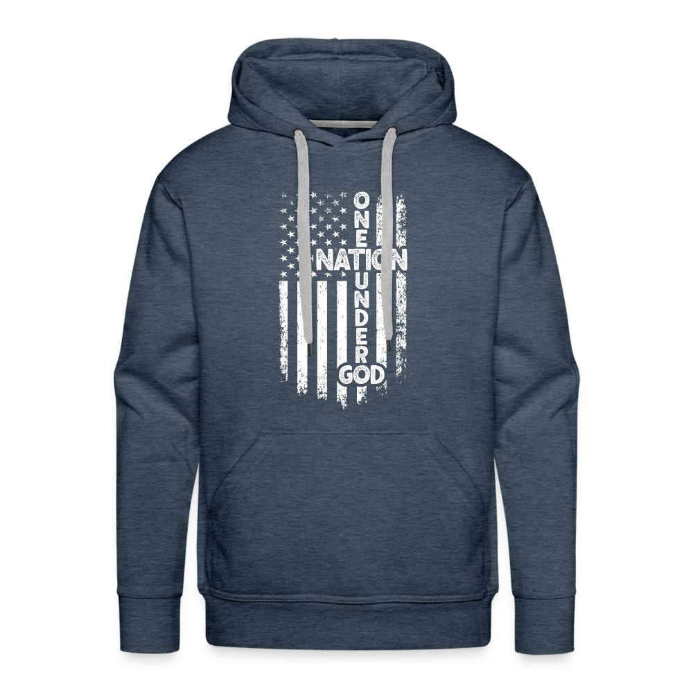 One Nation Under God Men’s Premium Hoodie - heather denim