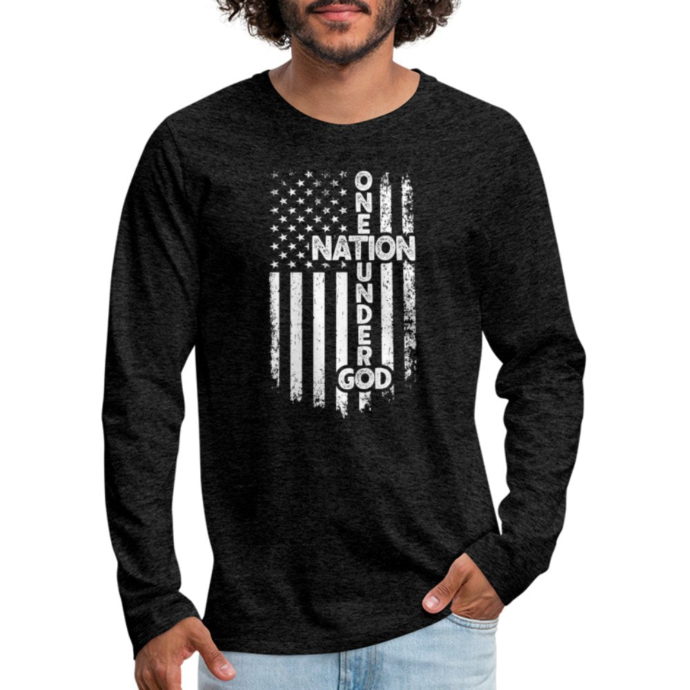 One Nation Under God Men's Premium Long Sleeve T-Shirt - charcoal grey